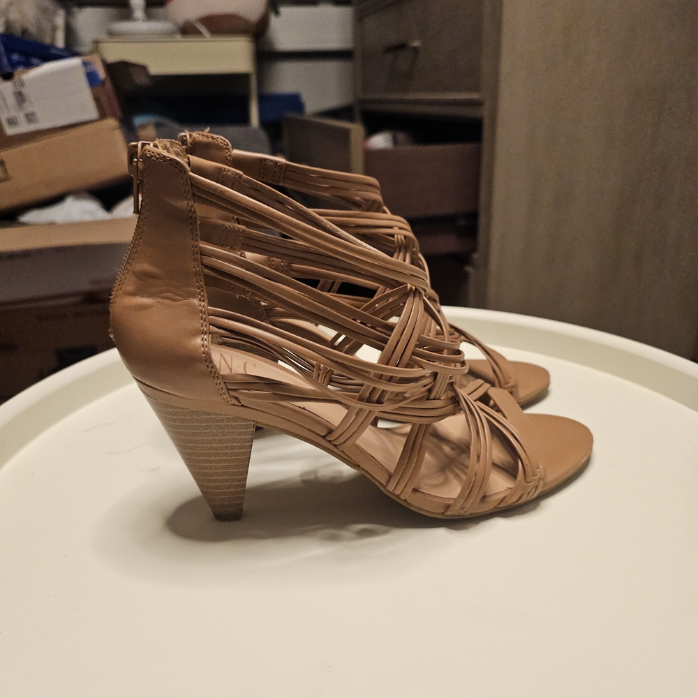 Fun Summer Tan Strappy Heels - Picture 2 of 8